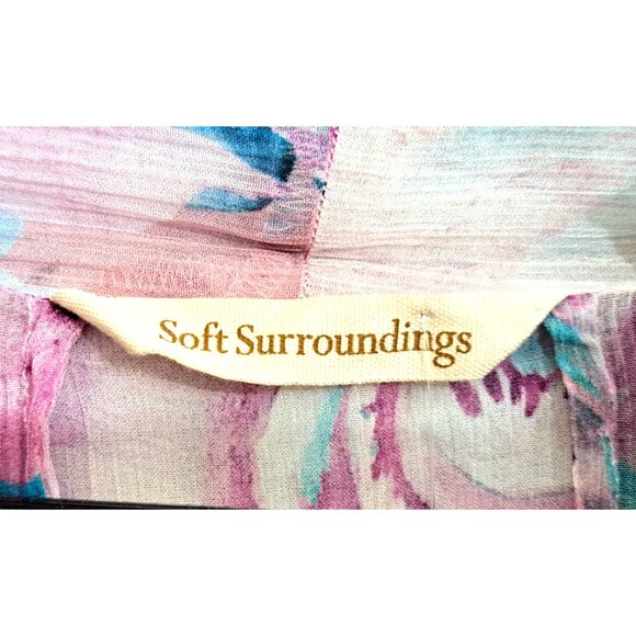 Soft Surroundings PXL Multicolor Flyaway Long Sleeve Cardigan Floral w/Stripes - Picture 2 of 10